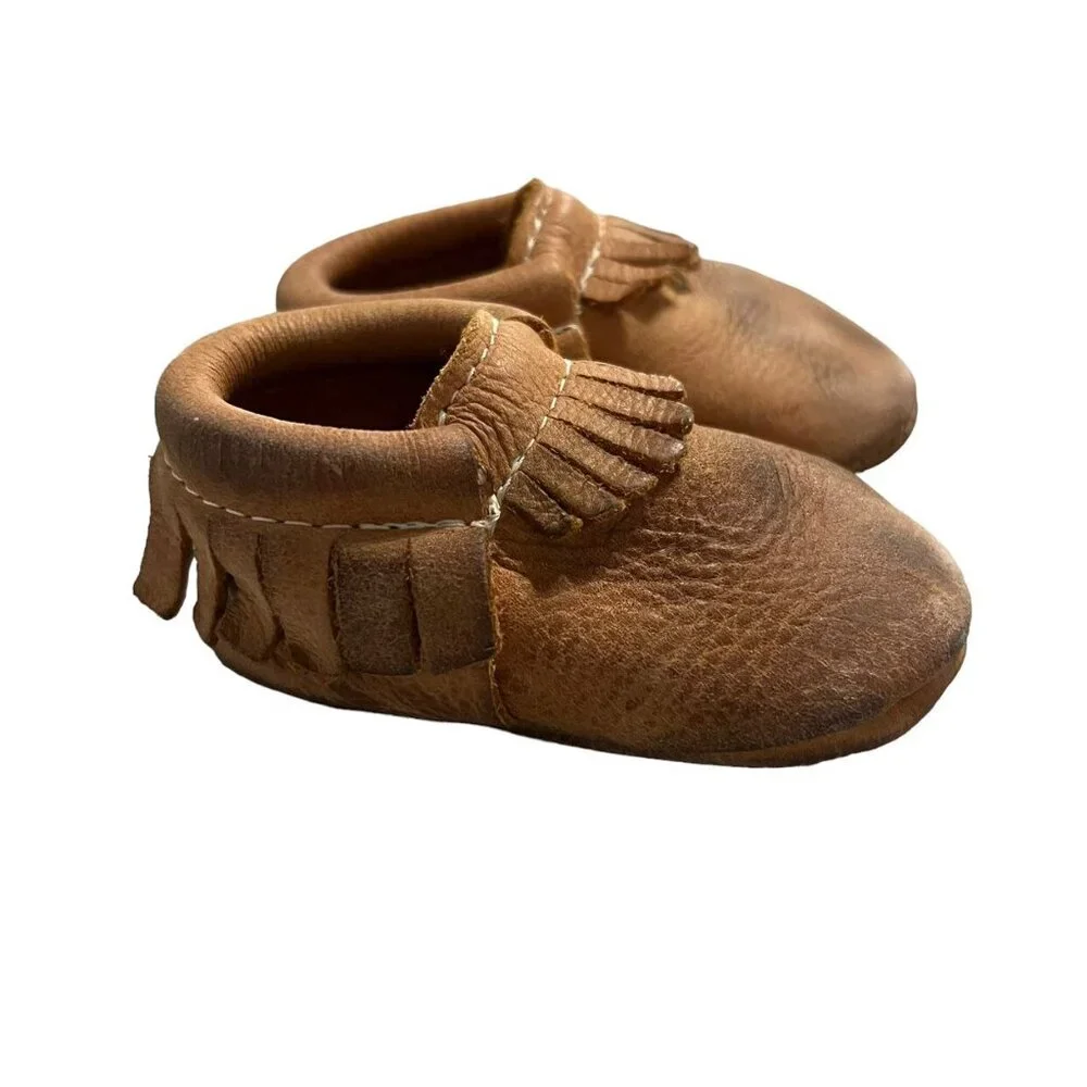 Freshly Picked Sz 3 Brown Genuine Leather Moccasins